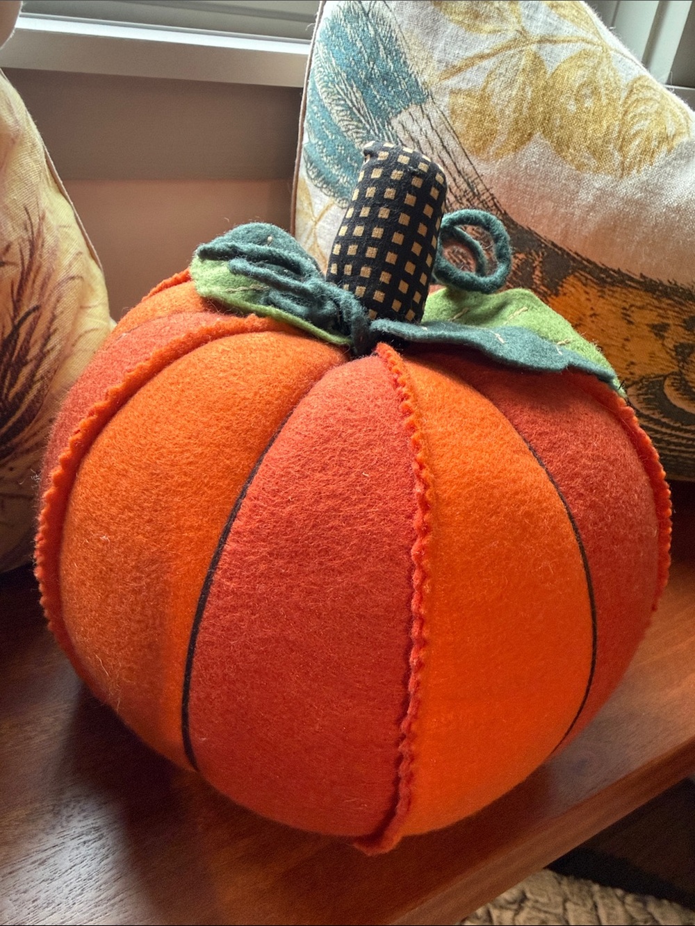 Hallmark Orange Felt Pumpkin with Green Felt Leaf and Fabric Stem